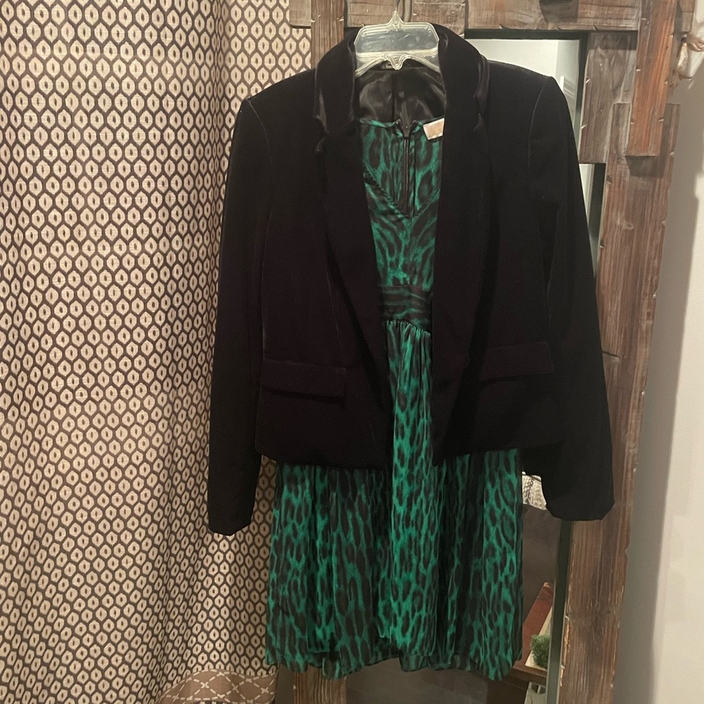 Michael Kors dress and Black velvet blazer.